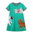 thumbnail image 1 of HILEELANG Casual Cartoon Cat Jumpskirt T-Shirt Dress (Little Girl's), 1 of 5