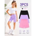 thumbnail image 1 of HILEELANG Girls Biker Shorts 3-Pack, Cotton Stretch Under Dress Shorts, Black Lavender and Pink, 3-13Y, 1 of 16