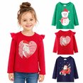 thumbnail image 1 of HILEELANG Girls Christmas Long Sleeve Graphic T-Shirts, 3-Pack Soft Cotton Crewneck Tees with Santa, Snowman and Unicorn, Sizes 2T-12, 1 of 7