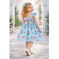 thumbnail image 1 of HILEELANG Little Girl Summer Dress Floral Ruffled Sleeve Backless Tie Back Crew Neck Sundress 8 Years, 1 of 6
