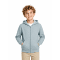 thumbnail image 1 of HILEELANG Kids 4-12Y Cotton Blend Full-Zip Hoodie, Lightweight Solid Sweatshirt with Front Pockets, Gray, 1 of 8
