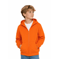 thumbnail image 1 of HILEELANG Kids 4-12Y Cotton Blend Full-Zip Hoodie, Lightweight Solid Sweatshirt with Front Pockets, Orange, 1 of 8