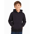 thumbnail image 1 of HILEELANG Kids 4-12Y Cotton Blend Pullover Hoodie, Lightweight Solid Sweatshirt with Kangaroo Pocket, Black, 1 of 7