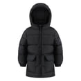thumbnail image 1 of HILEELANG Kids Boy Girl BlackPuffer Jacket Coat Hood Mid Length Light Weight Warm Padded Winter Outwear Clothes 7-8 Years, 1 of 5