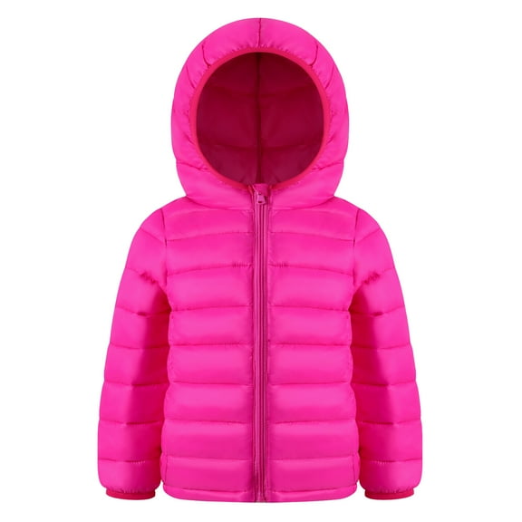 HILEELANG Kids Boy（3-10Y) Winter Hooded Puffer Jackets Coats Light Weight Outerwear Rose Pink 5-6 Years