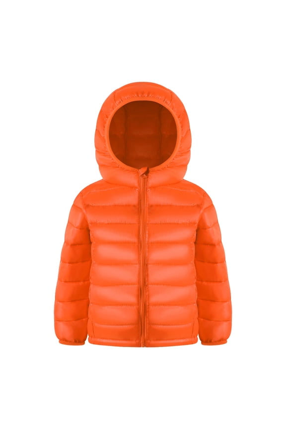 Kids Boy(3-10Y) Winter Hooded Puffer Jackets Coats Light Weight Outerwear Orange 5-6 Years