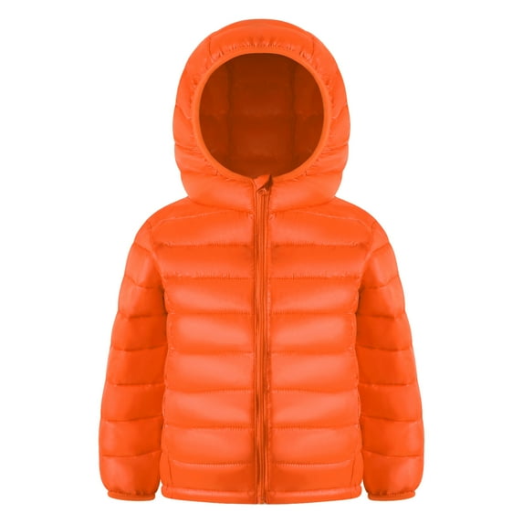 HILEELANG Little Boy(3-10Y) Winter Hooded Puffer Jackets Coats Light Weight Outerwear Orange 6-7 Years