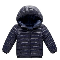 HILEELANG Kids Boy Girl Winter Hooded Puffer Jackets Coats Light Weight Padded Outerwear NavyBlue 4T