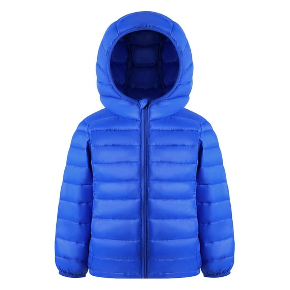 HILEELANG Little Boy(3-10Y) Winter Hooded Puffer Jackets Coats Light Weight Outerwear Royal Blue 6-7 Years