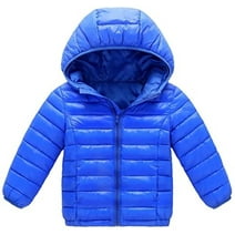 HILEELANG Kids Boy Girl Winter Hooded Puffer Jackets Coats Light Weight Padded Outerwear RoyalBlue 8Years