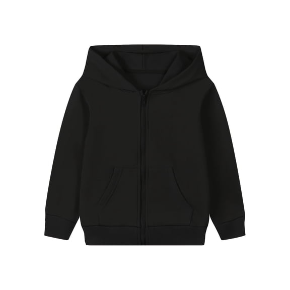 HILEELANG 4-12 Toddler/Little/Big Boys Girls Black Solid Color Zip Up Hoodie 7-8