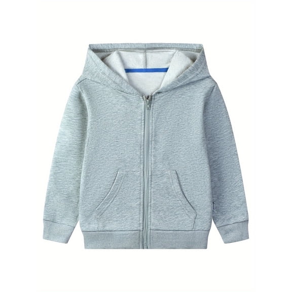 HILEELANG 4-12 Toddler/Little/Big Boys Girls Gray Solid Color Zip Up Hoodie 7-8