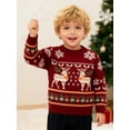 thumbnail image 1 of HILEELANG little Boy Girl Christmas Sweater Knit Pullover Crewneck Wine Red Snow Elk Deer Sweatshirts Holiday Sweater 5-6T, 1 of 8