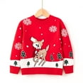 thumbnail image 1 of HILEELANG little Boy Girl Sweater Christmas Knit Pullover Crewneck Red Snow Elk Deer Sweatshirts Holiday Sweater 6-7T, 1 of 5