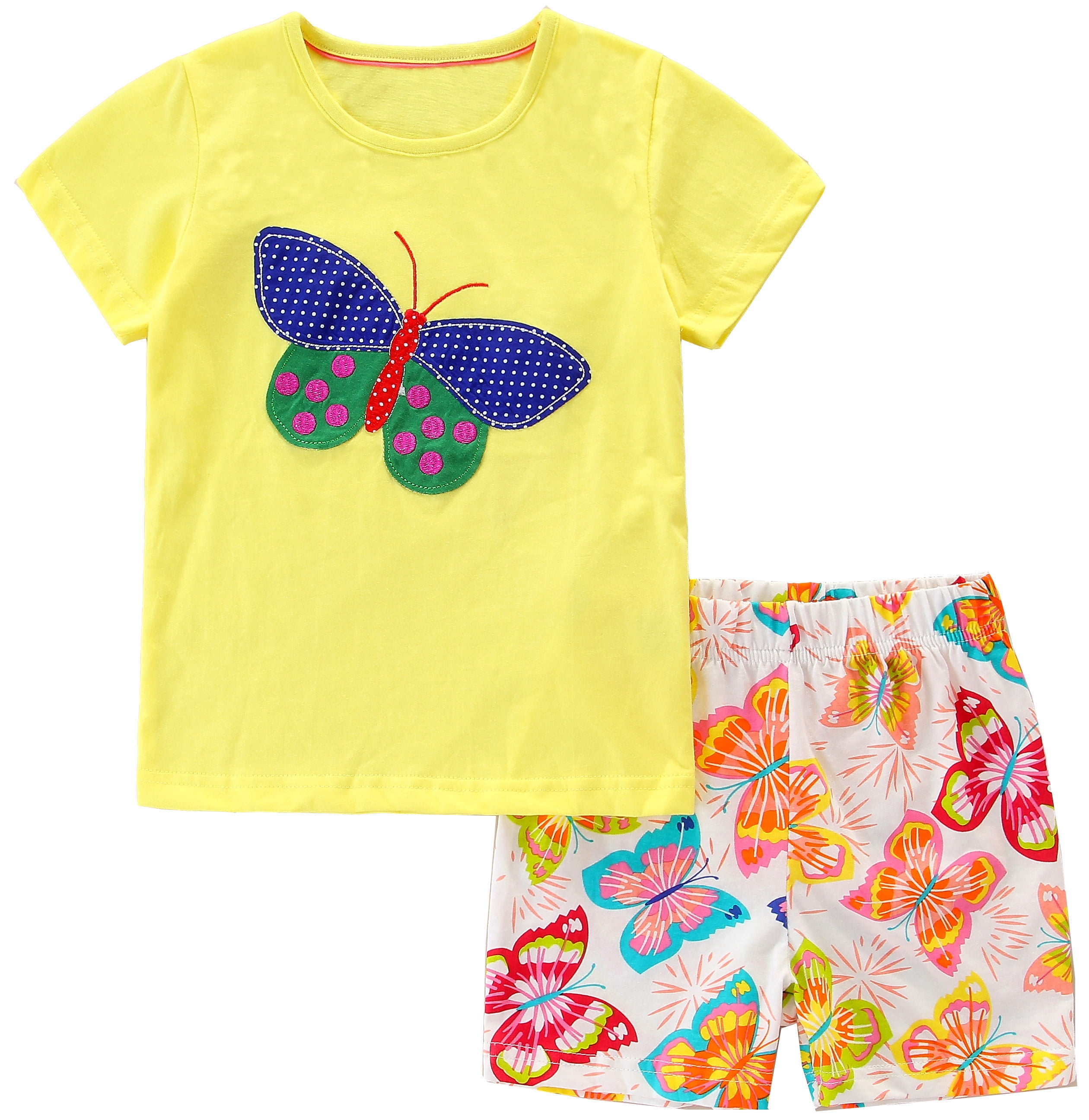 Adorable Kids Summer Outfit – Flora lshirt & Denim Shorts