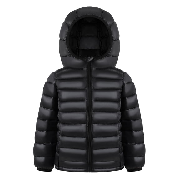HILEELANG Kids Lightweight Quilted Puffer Jacket, Hooded Winter Coat, Black,Size 3-10Y