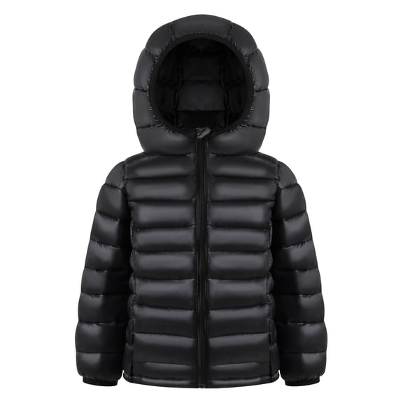 HILEELANG Kids Lightweight Quilted Puffer Jacket, Hooded Winter Coat, Black,Size 3-10Y