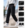 thumbnail image 1 of HILEELANG Boys and Girls Cargo Jogger Sweatpants, Stretch Drawstring Pants with Zipper Pocket, Black, Ages 9-10Y, 1 of 15