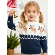 HILEELANG little Boy Girl Christmas Sweater Knite Pullover Xmas Blue Snowman Sweatshirts Tops 6-7T