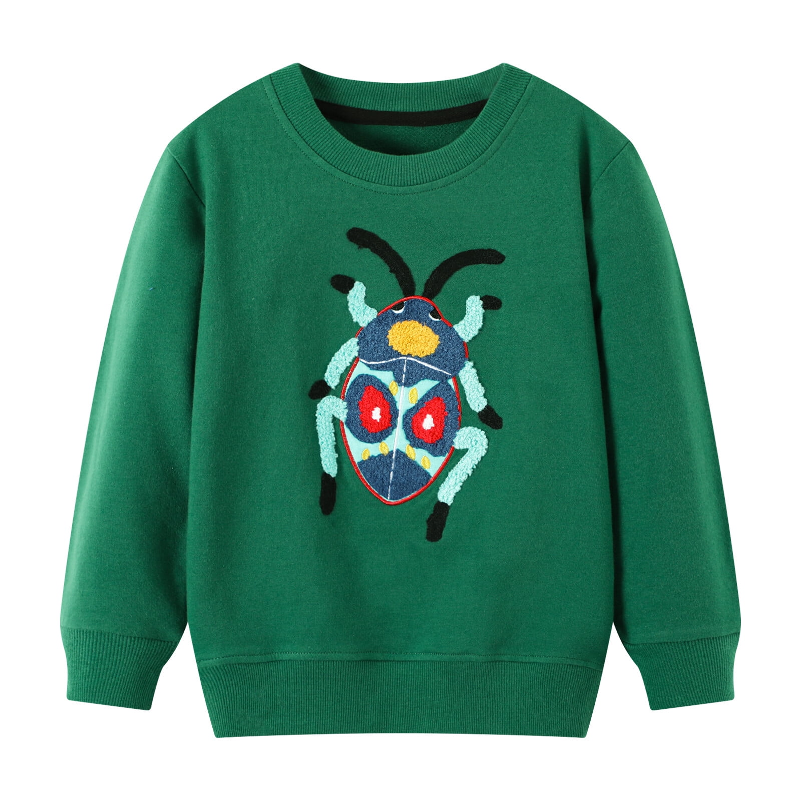 HILEELANG Little Boy Green Sweatshirts Halloween Spider Printed Cotton