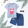 thumbnail image 1 of HILEELANG Little Boy Summer Short Clothes Sets Outfits Easter Cotton Grey Captain Tee Shirts Pocket Adjustable Knite Shorts Playwear Sets Size 6, 1 of 6