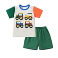 thumbnail image 1 of HILEELANG Little Boy Summer Short Clothes Sets Outfits Easter Cotton Grey Truck Tee Shirts Pocket Adjustable Knite Shorts Playwear Sets Size 6, 1 of 6
