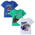 thumbnail image 1 of HILEELANG Little Boy Summer Short Sleeve Tees Green Train Shirts Cotton Casual Graphic Crewneck Raglan sleeves T Shirts 3PC 5T, 1 of 5