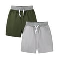 thumbnail image 1 of HILEELANG Little Boys'Shorts 2-Pack Chino Short Summer Cotton Casual Pants with Pockets Grey Army Green 7Years, 1 of 5