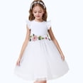 thumbnail image 1 of HILEELANG Toddler Little Girls White Tulle Dress, Floral Embroidered Flutter Sleeve Flower Girl Dress for Wedding Birthday Picture Day, 2-10T, 1 of 7