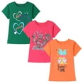 thumbnail image 1 of HILEELANG Little Girl Short Sleeve Tees Summer Pink Orange Green Heart Cotton Tops Shirts 3 Packs Size 6, 1 of 5