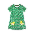 thumbnail image 1 of HILEELANG Little Girls Cotton Dress Short Sleeve Casual Summer Sundress Flower Printed Jumper Skirt 6Years, 1 of 5