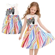 Toddler Girls Cotton Dress Short Sleeves Casual Summer Striped Basic Shirt Jumpskirt Playwear Dresses 4Y