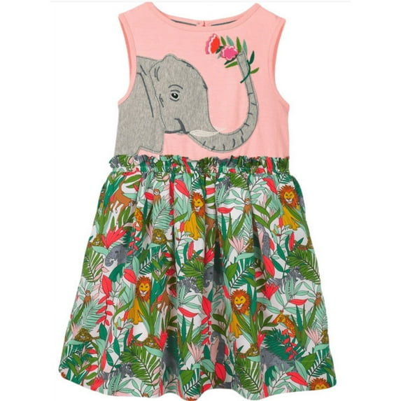 HILEELANG Little Girls Cotton Dress Short Sleeves Casual Summer Striped Basic Shirt Jumpskirt Playwear Dresses 5Y