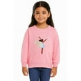 thumbnail image 1 of HILEELANG little Girls（2-7Y) Sweatshirt Falling Shoulder Sleeve Pullover Crewneck Cotton Top Cute Dance Girl Embroidery Fall Winter Clothes 7T, 1 of 9