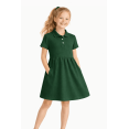 thumbnail image 1 of HILEELANG Little Girls' dark green Short Sleeve Polo Dress with Pockets, School Uniform Casual Dress for Kids 4-13T, 1 of 1