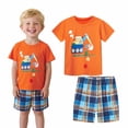 thumbnail image 1 of HILEELANG little Boy's Excavator Print Crew Neck T-Shirt Shorts Outfit Set 6Y, 1 of 5