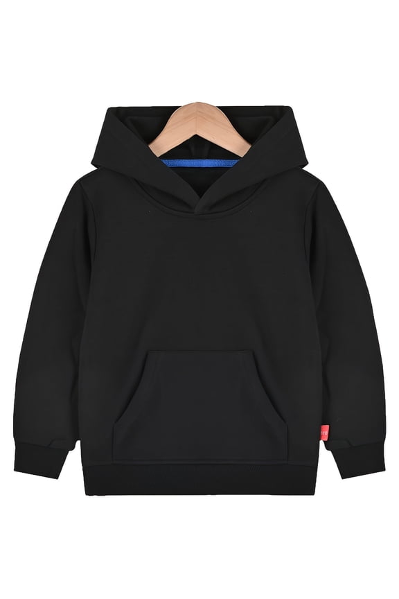 Toddler Boy Girl Hooded Sweatshirt Cotton Casual Basic Pure Color Black Tops Pullover Long Sleeve Shirts 4-5 Years