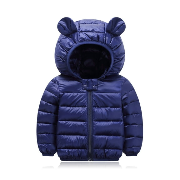 HILEELANG Toddler Baby Boy Girl （12M-5Y) Winter Puffer Jacket Coat Hooded Light Weight Padded Outwear Navy Blue Blue 4-5T