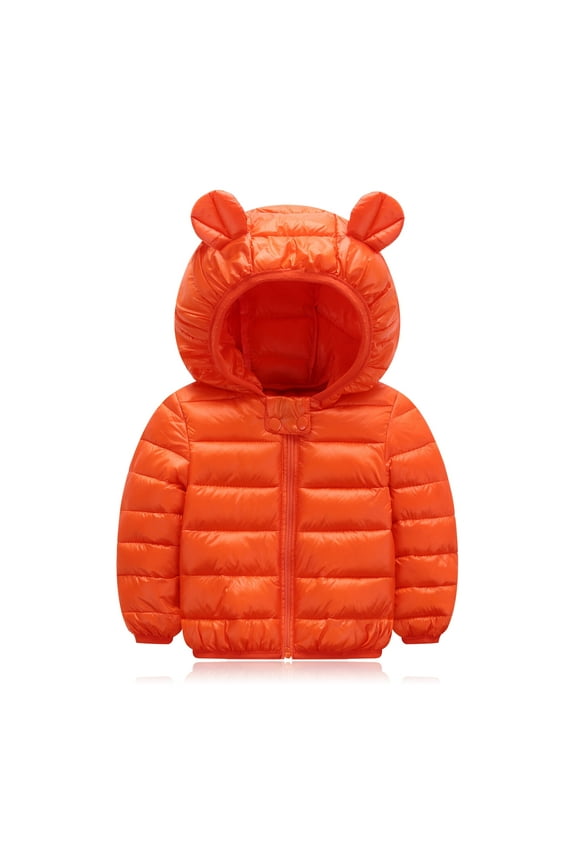 Toddler Baby Girl(12M-5T)Winter Puffer Jacket Coat Hooded Light Weight Padded Outwear Orange 4-5T