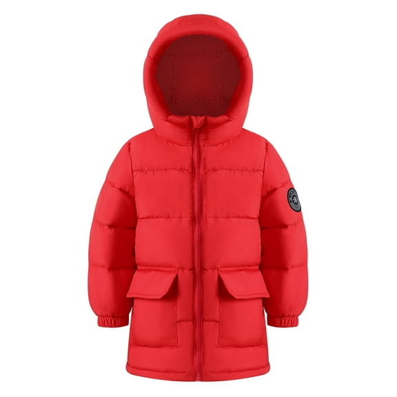 HILEELANG Toddler Boy Girl Winter Puffer Jackets Coats Christmas Red Hooded Light Weight Warm Padded Outerwear 2-3 Years
