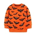 thumbnail image 1 of HILEELANG Toddler Boy Orange Sweatshirts Halloween Bat Printed Crewneck Long Sleeve Pullover Cotton Top Sweater Shirts 2T, 1 of 5