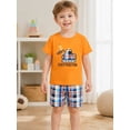 thumbnail image 1 of HILEELANG Toddler Boy Summer Short Clothes Sets Outfits Easter Cotton Orange Excavator Tee Shirts Shorts Playwear 2T, 1 of 6