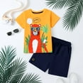 thumbnail image 1 of HILEELANG Toddler Boy Summer Short Clothes Sets Outfits Easter Cotton Yellow Leopard Tee Shirts Pocket Adjustable Knite Shorts Playwear Sets 2T, 1 of 6