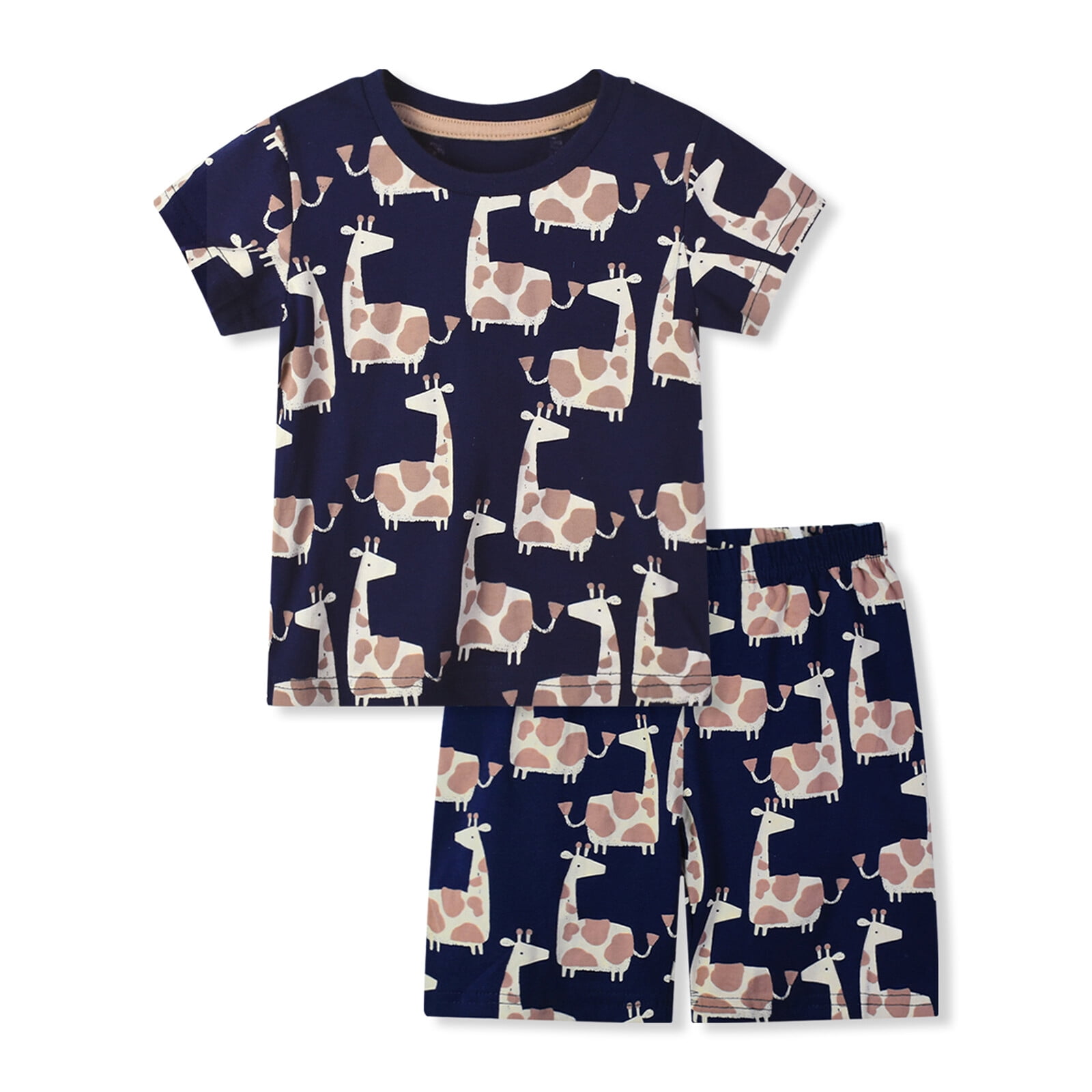 HILEELANG Toddler Boy Summer Short Sets Outfits Cotton CrewNeck Black