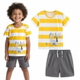thumbnail image 1 of HILEELANG Toddler Boy Summer Short Sets Outfits Cotton CrewNeck Red Excavator Short Sleeve Playwear Sets 5T, 1 of 5