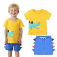 thumbnail image 1 of HILEELANG Toddler Boy Summer Short Sets Outfits Cotton CrewNeck Yellow Crocodile Short Sleeve Playwear Sets 3T, 1 of 4