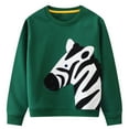 thumbnail image 1 of HILEELANG Toddler Boy Sweatshirts Green Zebra Applique Crewneck Pullover Cotton Warm Winter Top Clothes Shirts 2T, 1 of 5