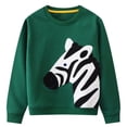 thumbnail image 1 of HILEELANG Toddler Boy Sweatshirts Green Zebra Applique Crewneck Pullover Cotton Warm Winter Top Clothes Shirts 4T, 1 of 5