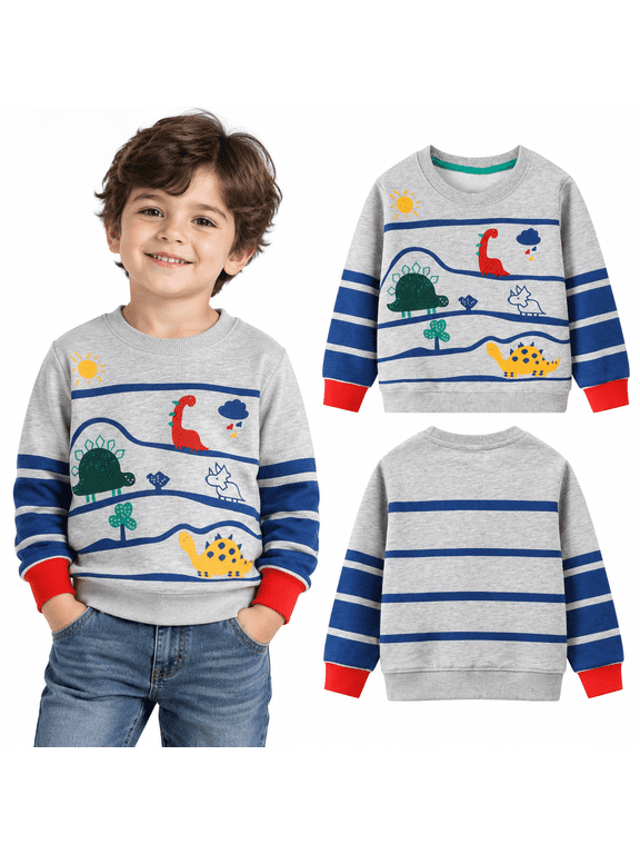 Boys Dinosaur Stripe Graphic Sweatshirt, Sizes 2-7 Years