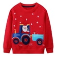thumbnail image 1 of HILEELANG Toddler Boy Sweatshirts Red Christmas Cotton Casual Crewneck Santa Claus Applique Pullover Tops Sweater Shirts 3T, 1 of 5